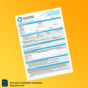 Customizable New Zealand Electrical Workers Registration Board Registration Certificate Application Form in Word and PDF formats 2 page