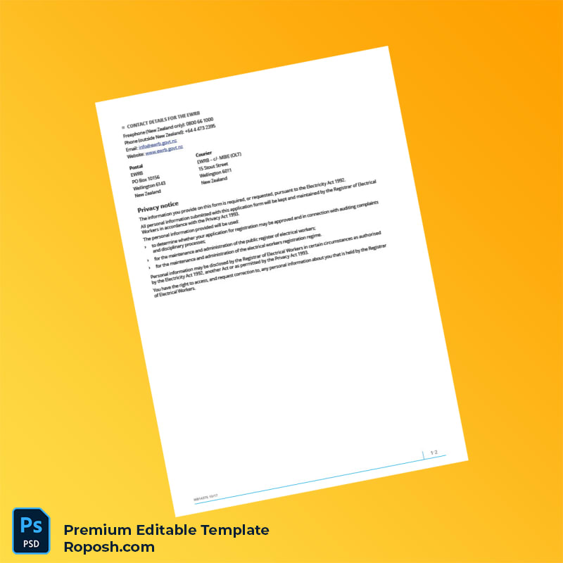 Customizable New Zealand Electrical Workers Registration Board Registration Certificate Editable Word & PDF Template 7 page Customizable New Zealand Electrical Workers Registration Board Registration Certificate Editable Word & PDF Template 7 page