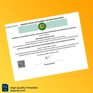 Nigeria NOGIC JQS Registration Certificate Template in Word and PDF formats Nigeria NOGIC JQS Registration Certificate Template in Word and PDF formats