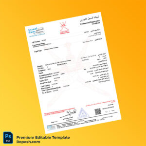 Customizable Oman Investment Authority Business Registration Certificate Editable Word & PDF Template 7 page