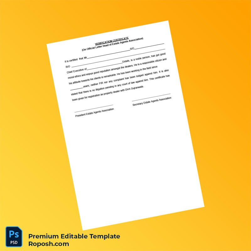 Customizable Pakistan DHA Gujranwala Business Registration Certificate Editable Word & PDF Template 5 page Customizable Pakistan DHA Gujranwala Business Registration Certificate Editable Word & PDF Template 5 page