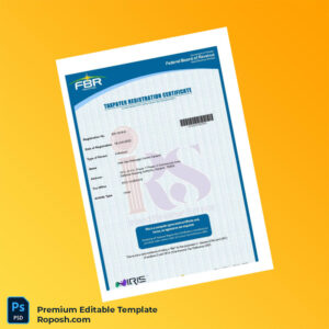 Customizable Pakistan FBR Tax Registration Certificate Editable Word & PDF Template Customizable Pakistan FBR Tax Registration Certificate Editable Word & PDF Template