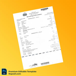 Customizable Pakistan Marriage Registration Certificate Editable Word & PDF Template