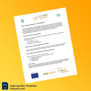 Pakistan NADRA Marriage Registration Certificate Template in Word and PDF formats Pakistan NADRA Marriage Registration Certificate Template in Word and PDF formats