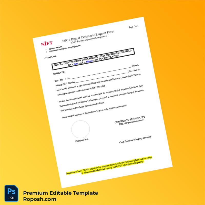 Customizable Pakistan NIFT Digital Certificate Request Form Editable Word & PDF Template 4 page Customizable Pakistan NIFT Digital Certificate Request Form Editable Word & PDF Template 4 page