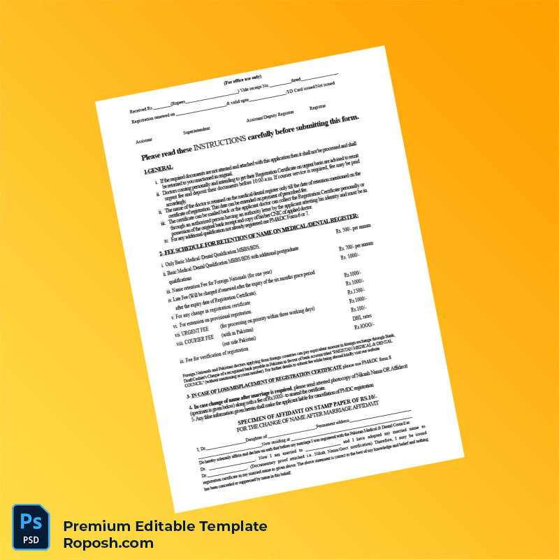 Customizable Pakistan PM DC Registration Certificate Editable Word & PDF Template 3 page Customizable Pakistan PM DC Registration Certificate Editable Word & PDF Template 3 page