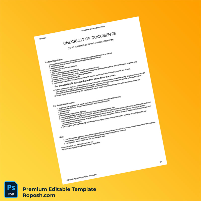Customizable Pakistan PSEB Registration Renewal Form Editable Word & PDF Template 7 page Customizable Pakistan PSEB Registration Renewal Form Editable Word & PDF Template 7 page