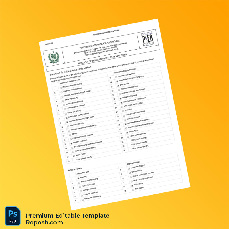 Customizable Pakistan PSEB Registration Renewal Form Editable Word & PDF Template 7 page Customizable Pakistan PSEB Registration Renewal Form Editable Word & PDF Template 7 page