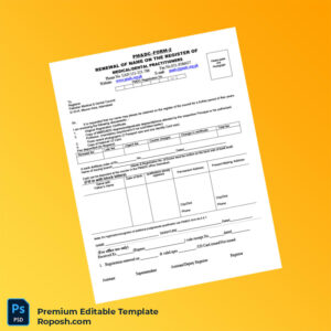 Customizable Pakistan Pakistan Medical Dental Council Business Registration Certificate Editable Word & PDF Template 2 page