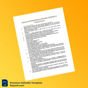 Customizable Pakistan Punjab Pesticide Distribution Registration Certificate Editable Word & PDF Template 2 page