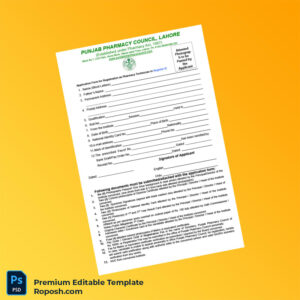 Customizable Pakistan Punjab Pharmacy Council Registration Form Editable Word & PDF Template 3 page Customizable Pakistan Punjab Pharmacy Council Registration Form Editable Word & PDF Template 3 page