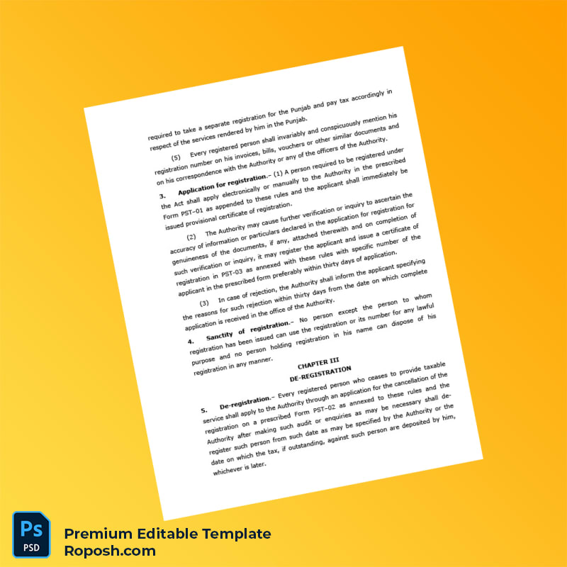 Customizable Pakistan Punjab Revenue Authority Registration Certificate Editable Word & PDF Template 8 page Customizable Pakistan Punjab Revenue Authority Registration Certificate Editable Word & PDF Template 8 page