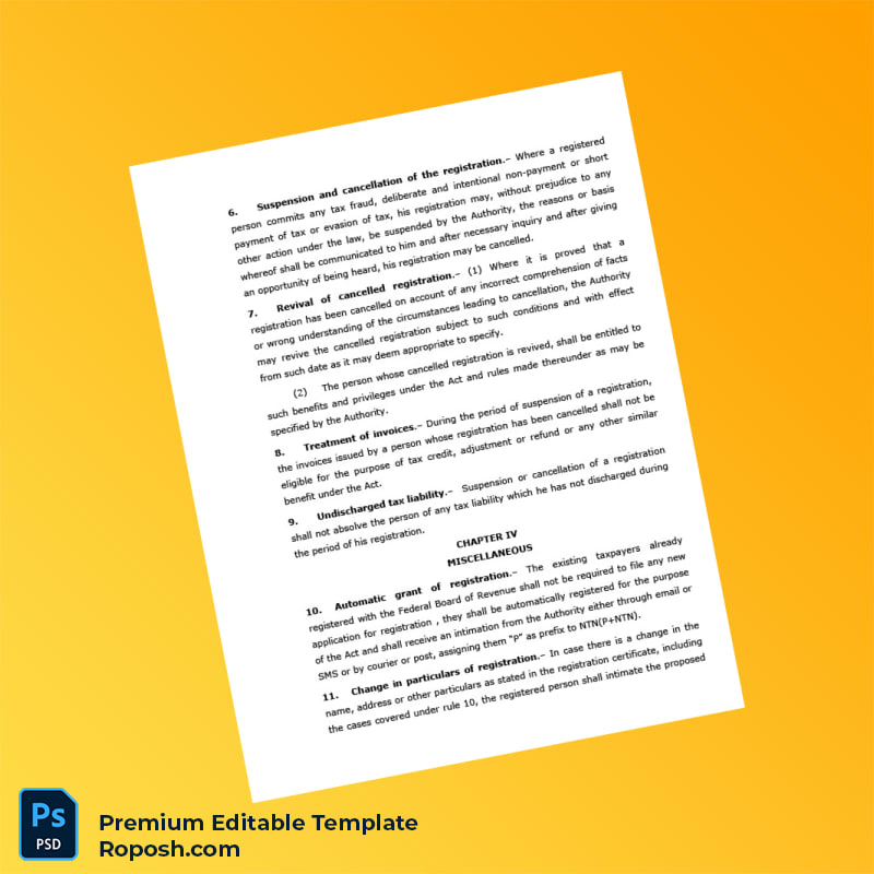 Customizable Pakistan Punjab Revenue Authority Registration Certificate Editable Word & PDF Template 8 page Customizable Pakistan Punjab Revenue Authority Registration Certificate Editable Word & PDF Template 8 page