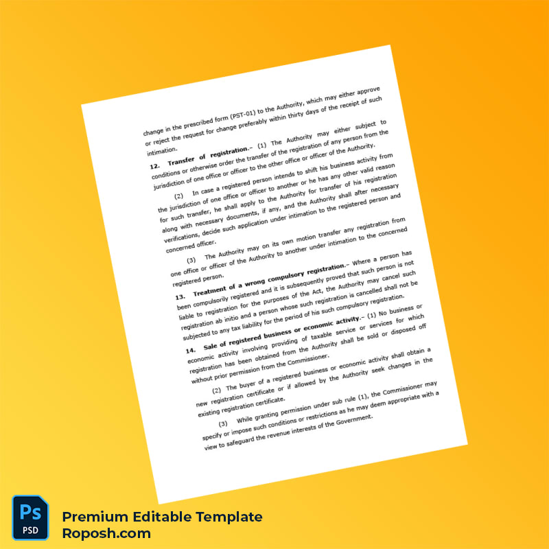 Customizable Pakistan Punjab Revenue Authority Registration Certificate Editable Word & PDF Template 8 page Customizable Pakistan Punjab Revenue Authority Registration Certificate Editable Word & PDF Template 8 page