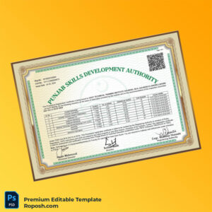 Customizable Pakistan Punjab Skills Development Authority Provisional Registration Certificate Editable Word & PDF Template 3 page Customizable Pakistan Punjab Skills Development Authority Provisional Registration Certificate Editable Word & PDF Template 3 page