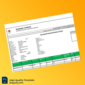 Pakistan Sadaqat Limited Commercial Invoice Template in Word and PDF formats 6 page