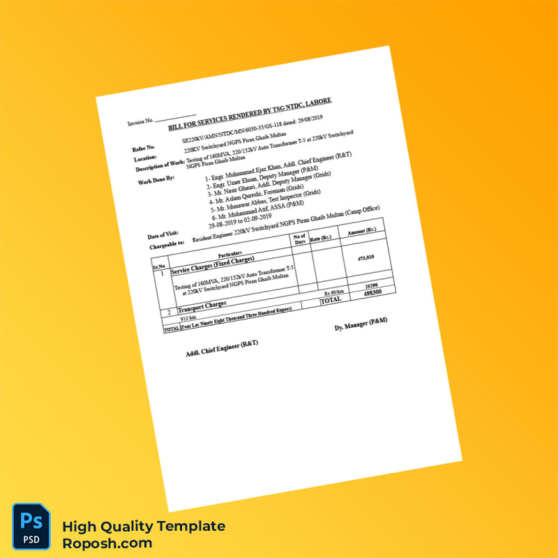 Pakistan TSG NTDC Invoice Template in Word and PDF formats 3 page Pakistan TSG NTDC Invoice Template in Word and PDF formats 3 page
