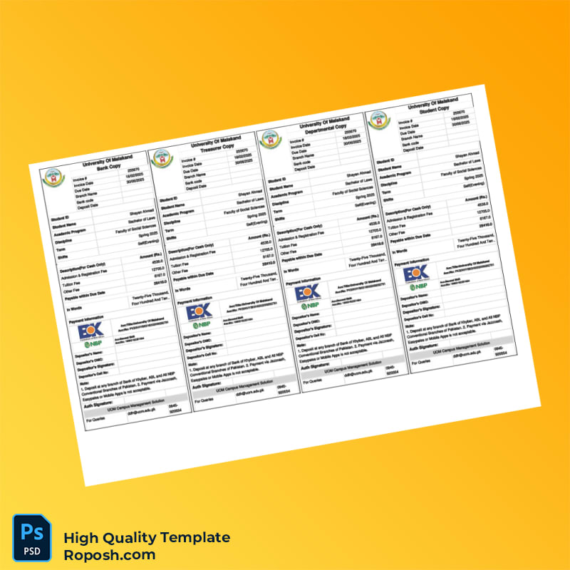 Pakistan University of Malakand Invoice Template in Word and PDF formats Pakistan University of Malakand Invoice Template in Word and PDF formats