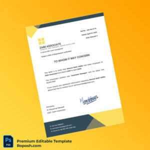 Customizable Pakistan Zaim Associate Employment Verification Letter Word & PDF Template