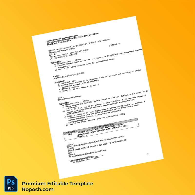 Customizable Peru OSINERGMIN Business Registration Certificate Editable Word & PDF Template 8 page Customizable Peru OSINERGMIN Business Registration Certificate Editable Word & PDF Template 8 page