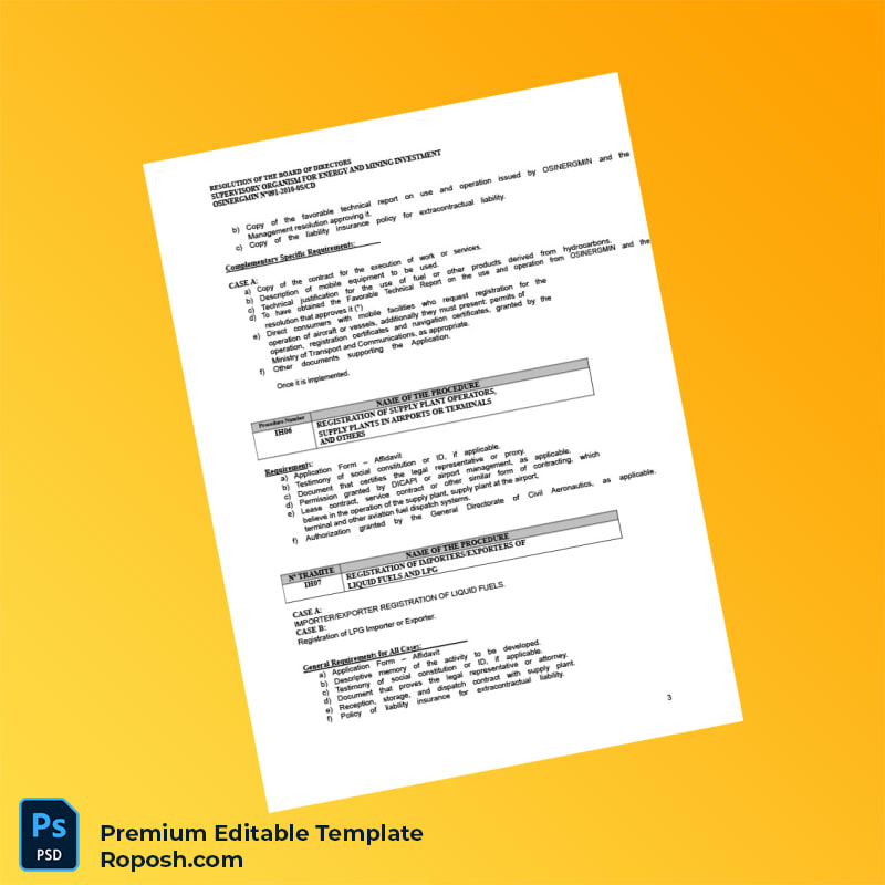 Customizable Peru OSINERGMIN Business Registration Certificate Editable Word & PDF Template 8 page Customizable Peru OSINERGMIN Business Registration Certificate Editable Word & PDF Template 8 page