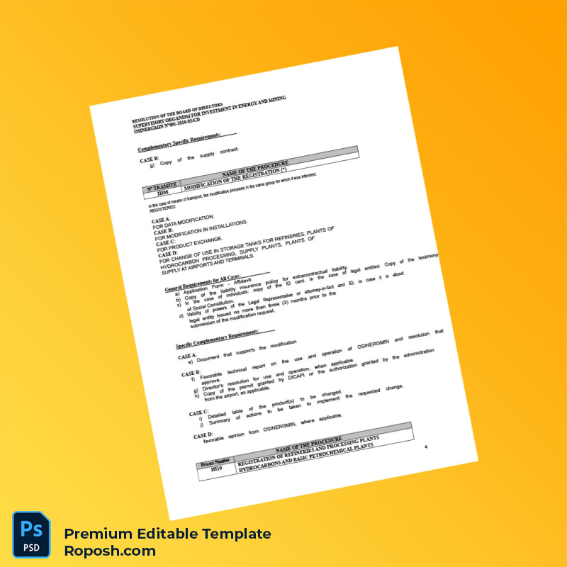 Customizable Peru OSINERGMIN Business Registration Certificate Editable Word & PDF Template 8 page Customizable Peru OSINERGMIN Business Registration Certificate Editable Word & PDF Template 8 page