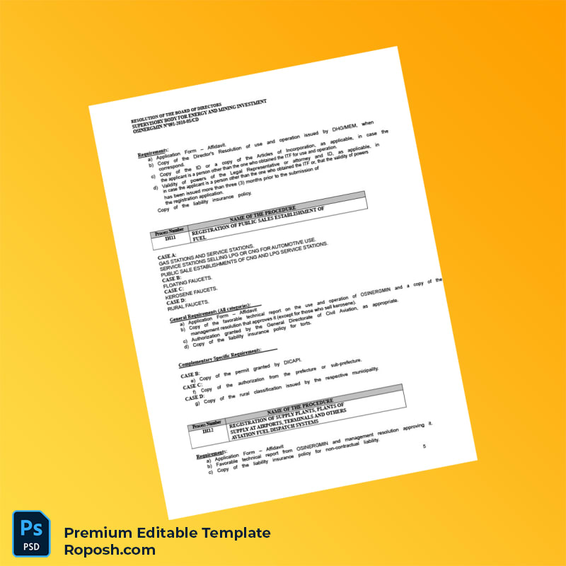 Customizable Peru OSINERGMIN Business Registration Certificate Editable Word & PDF Template 8 page Customizable Peru OSINERGMIN Business Registration Certificate Editable Word & PDF Template 8 page