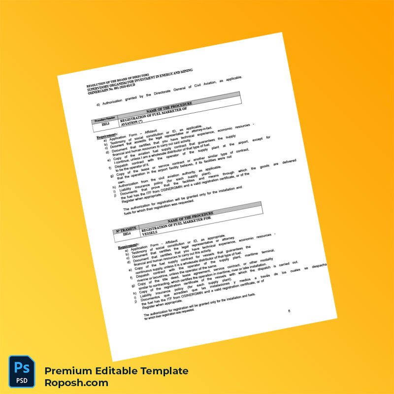 Customizable Peru OSINERGMIN Business Registration Certificate Editable Word & PDF Template 8 page Customizable Peru OSINERGMIN Business Registration Certificate Editable Word & PDF Template 8 page