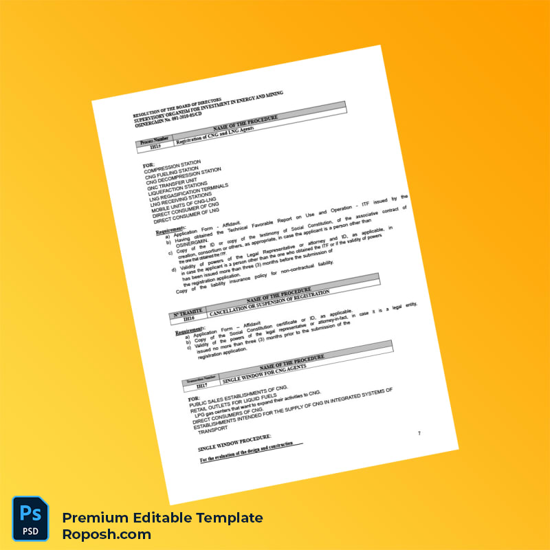 Customizable Peru OSINERGMIN Business Registration Certificate Editable Word & PDF Template 8 page Customizable Peru OSINERGMIN Business Registration Certificate Editable Word & PDF Template 8 page