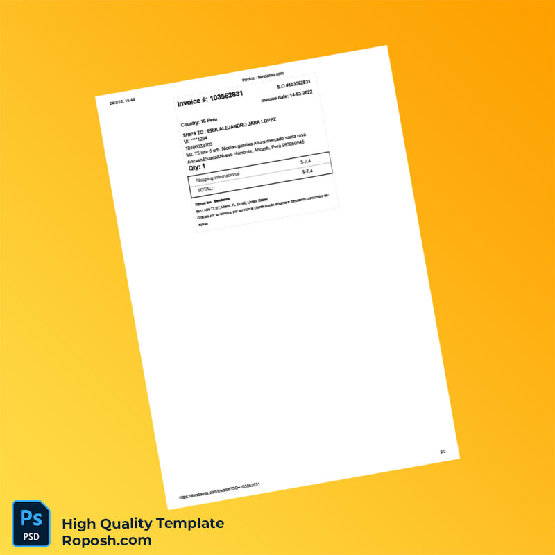 Peru Tiendamia Invoice Template in Word and PDF formats 2 page Peru Tiendamia Invoice Template in Word and PDF formats 2 page