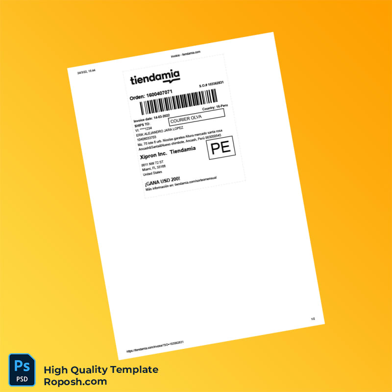 Peru Tiendamia Invoice Template in Word and PDF formats 2 page Peru Tiendamia Invoice Template in Word and PDF formats 2 page