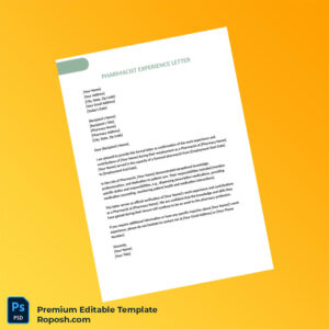 Customizable Pharmacist Pharmacy Experience Letter Word & PDF Template