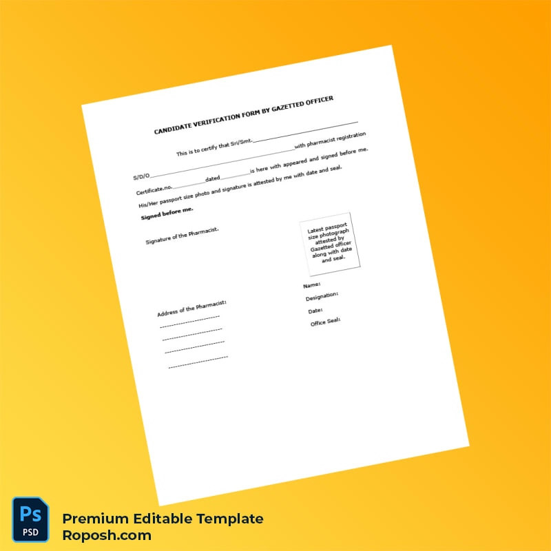 Customizable Pharmacist Verification Form Editable Word & PDF Template Customizable Pharmacist Verification Form Editable Word & PDF Template