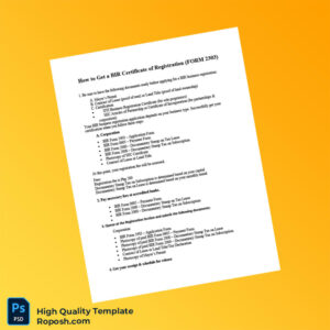 Philippines BIR Registration Certificate Template in Word and PDF formats 2 page Philippines BIR Registration Certificate Template in Word and PDF formats 2 page