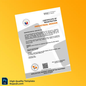 Philippines Bureau of Patents Industrial Design Registration Certificate Template in Word and PDF formats 5 page Philippines Bureau of Patents Industrial Design Registration Certificate Template in Word and PDF formats 5 page
