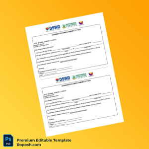 Customizable Philippines DSWD Guaranteed Employment Letter Word & PDF Template