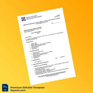 Customizable Philippines Department of Energy Registration Certificate Editable Word & PDF Template 2 page Customizable Philippines Department of Energy Registration Certificate Editable Word & PDF Template 2 page