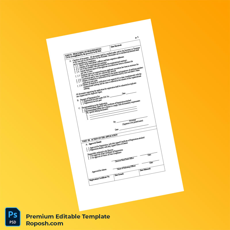 Customizable Philippines Department of Labor and Employment Application for Registration Editable Word & PDF Template 2 page Customizable Philippines Department of Labor and Employment Application for Registration Editable Word & PDF Template 2 page