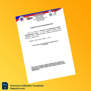 Customizable Philippines Florentino Joya Elementary School Certificate of Registration Editable Word & PDF Template 2 page