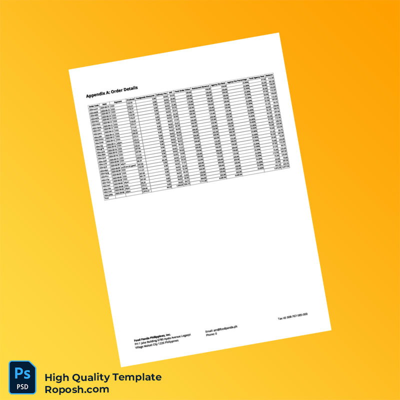 Philippines Food Panda Invoice Template in Word and PDF formats 2 page Philippines Food Panda Invoice Template in Word and PDF formats 2 page