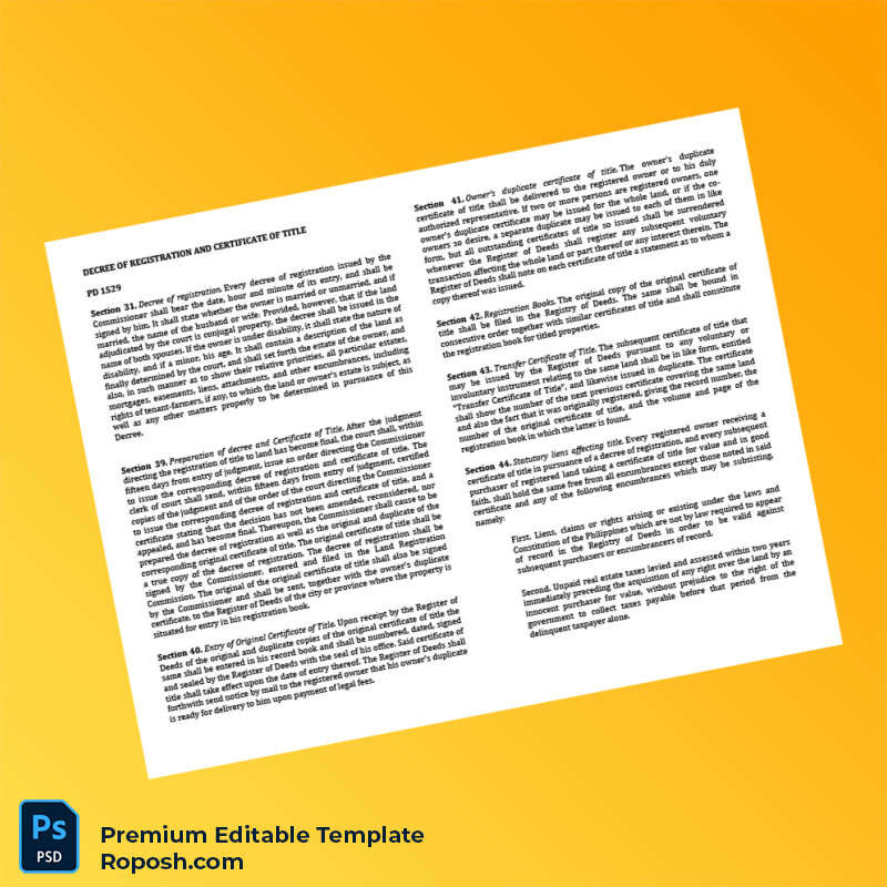Customizable Philippines Land Registration Authority Registration Certificate Editable Word & PDF Template 5 page Customizable Philippines Land Registration Authority Registration Certificate Editable Word & PDF Template 5 page