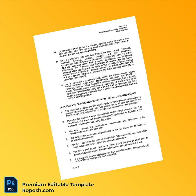 Customizable Philippines National Housing Authority Contractor Registration Certificate Editable Word & PDF Template 5 page Customizable Philippines National Housing Authority Contractor Registration Certificate Editable Word & PDF Template 5 page