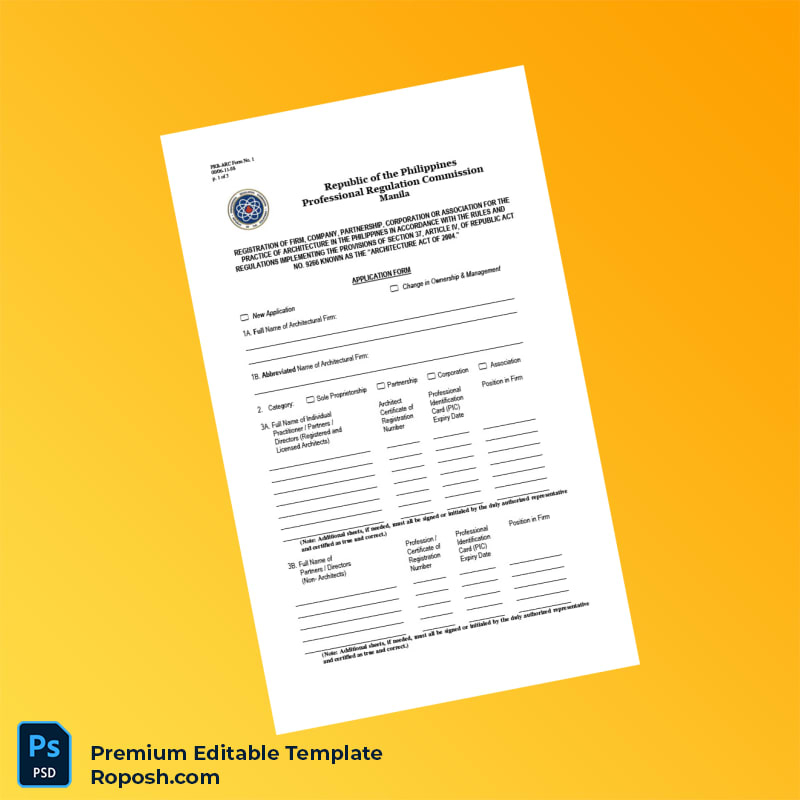 Customizable Philippines Professional Regulation Commission Business Registration Certificate Editable Word & PDF Template 5 page Customizable Philippines Professional Regulation Commission Business Registration Certificate Editable Word & PDF Template 5 page