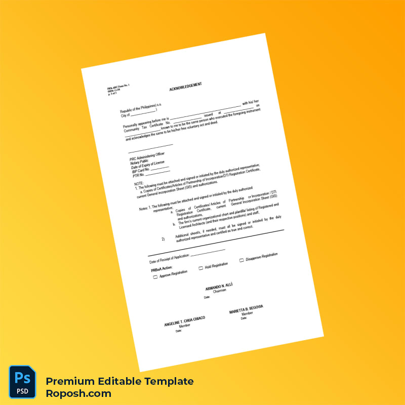 Customizable Philippines Professional Regulation Commission Business Registration Certificate Editable Word & PDF Template 5 page Customizable Philippines Professional Regulation Commission Business Registration Certificate Editable Word & PDF Template 5 page