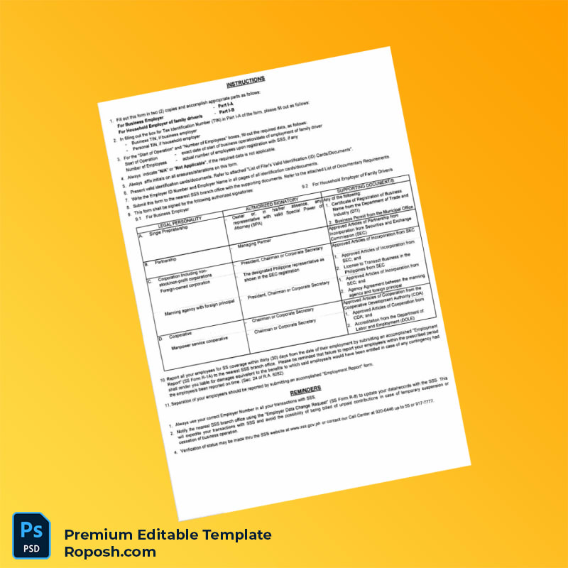 Customizable Philippines Social Security System Registration Certificate Editable Word & PDF Template 3 page Customizable Philippines Social Security System Registration Certificate Editable Word & PDF Template 3 page