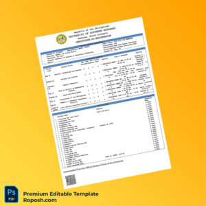 Customizable Philippines University of Southern Mindanao Certificate of Registration Editable Word & PDF Template 2 page