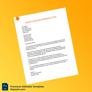 Customizable Project Manager Experience Letter Word & PDF Template