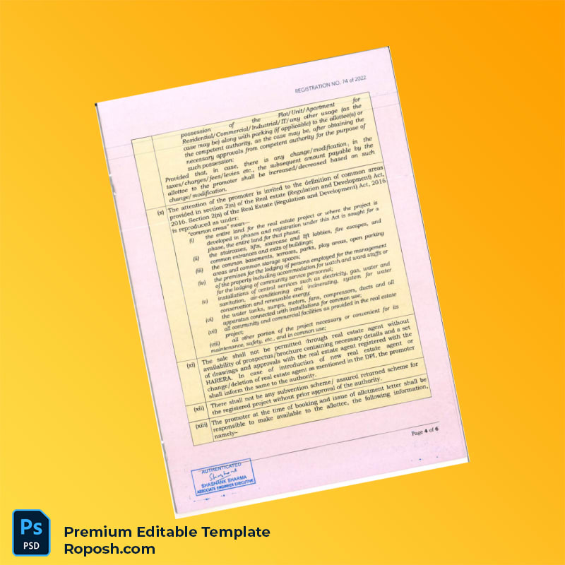 Customizable RERA Registration Certificate Editable Word & PDF Template 8 page Customizable RERA Registration Certificate Editable Word & PDF Template 8 page