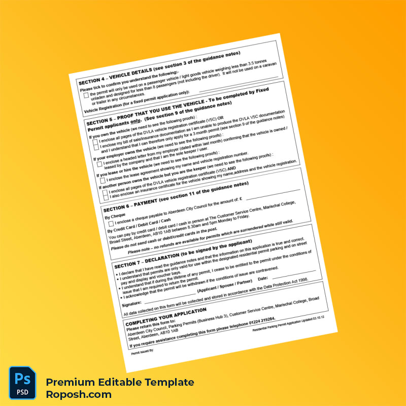 Customizable Residential Parking Permit Application Form Editable Word & PDF Template 2 page Customizable Residential Parking Permit Application Form Editable Word & PDF Template 2 page