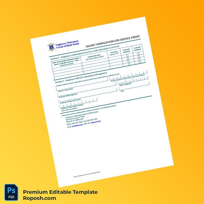 Customizable Rhode Island Employees Retirement System Income Verification Letter Word & PDF Template 2 page Customizable Rhode Island Employees Retirement System Income Verification Letter Word & PDF Template 2 page